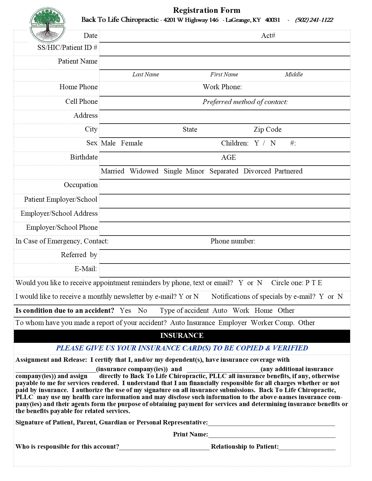 New Patient Forms U0026 Map Back To Life Chiropractic