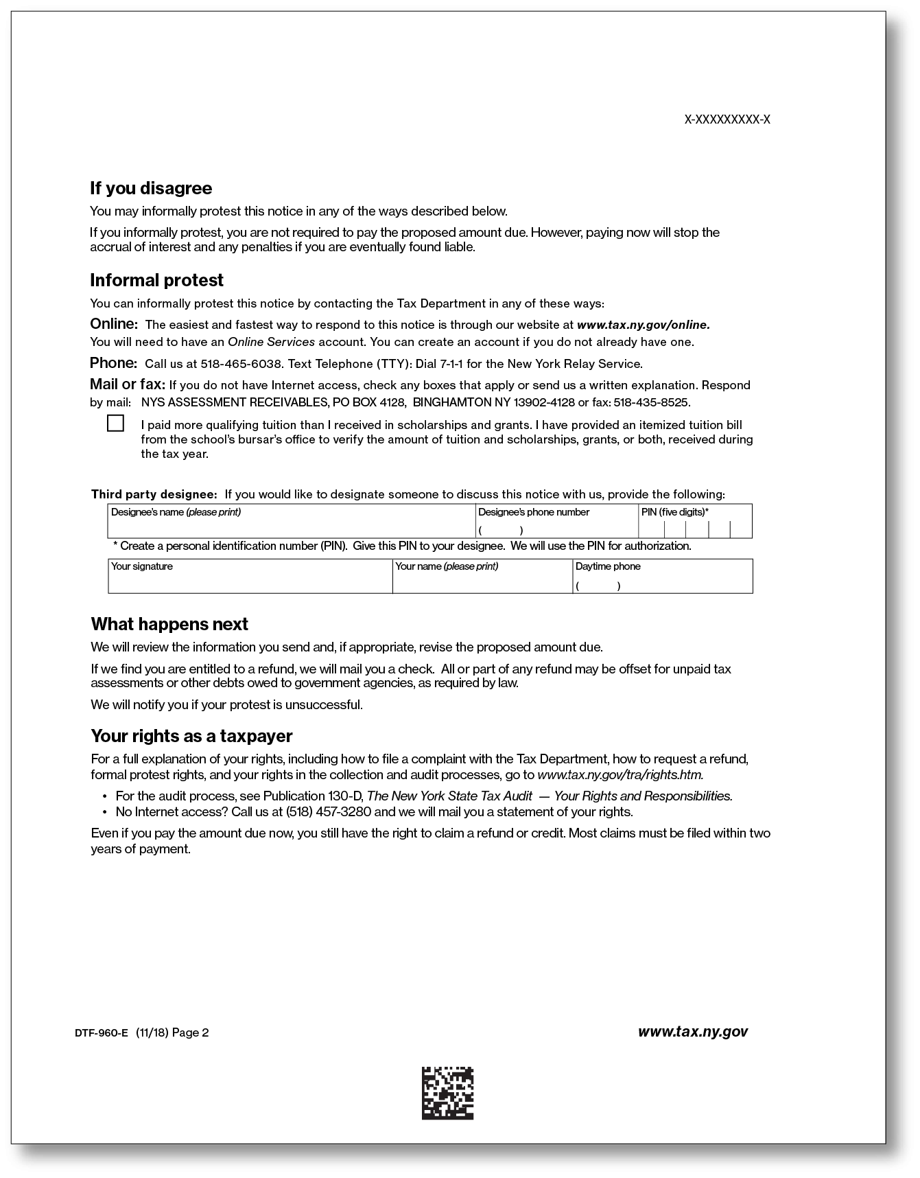 New York DTF 960 E Letter Sample 1