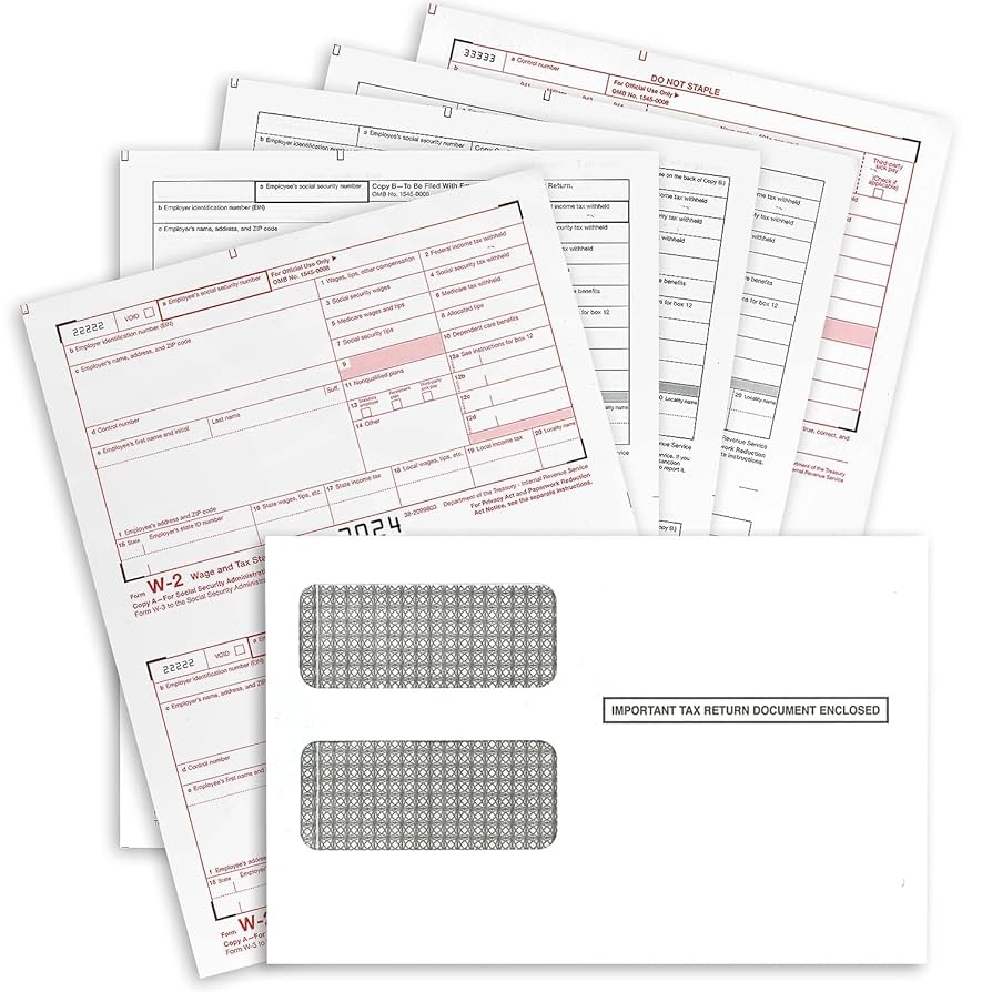 NextDayLables W2 Forms 2024 4 Part Tax Forms Set Of 50 With Self Seal Envelopes Laser Ink Jet Forms For QuickBooks And Accounting Software