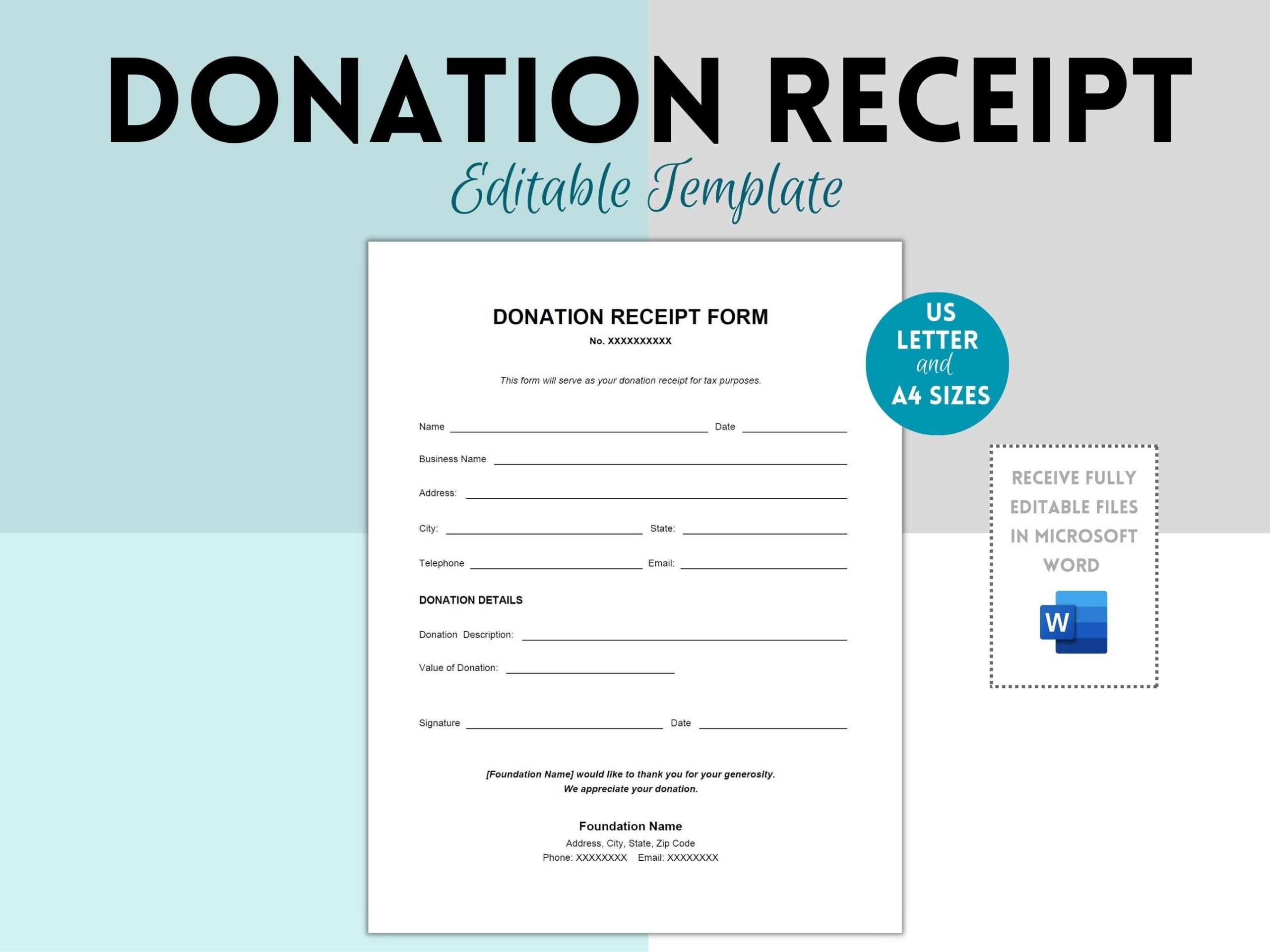 Nonprofit Donation Receipt Donation Receipt Forms Donation Worksheets Library
