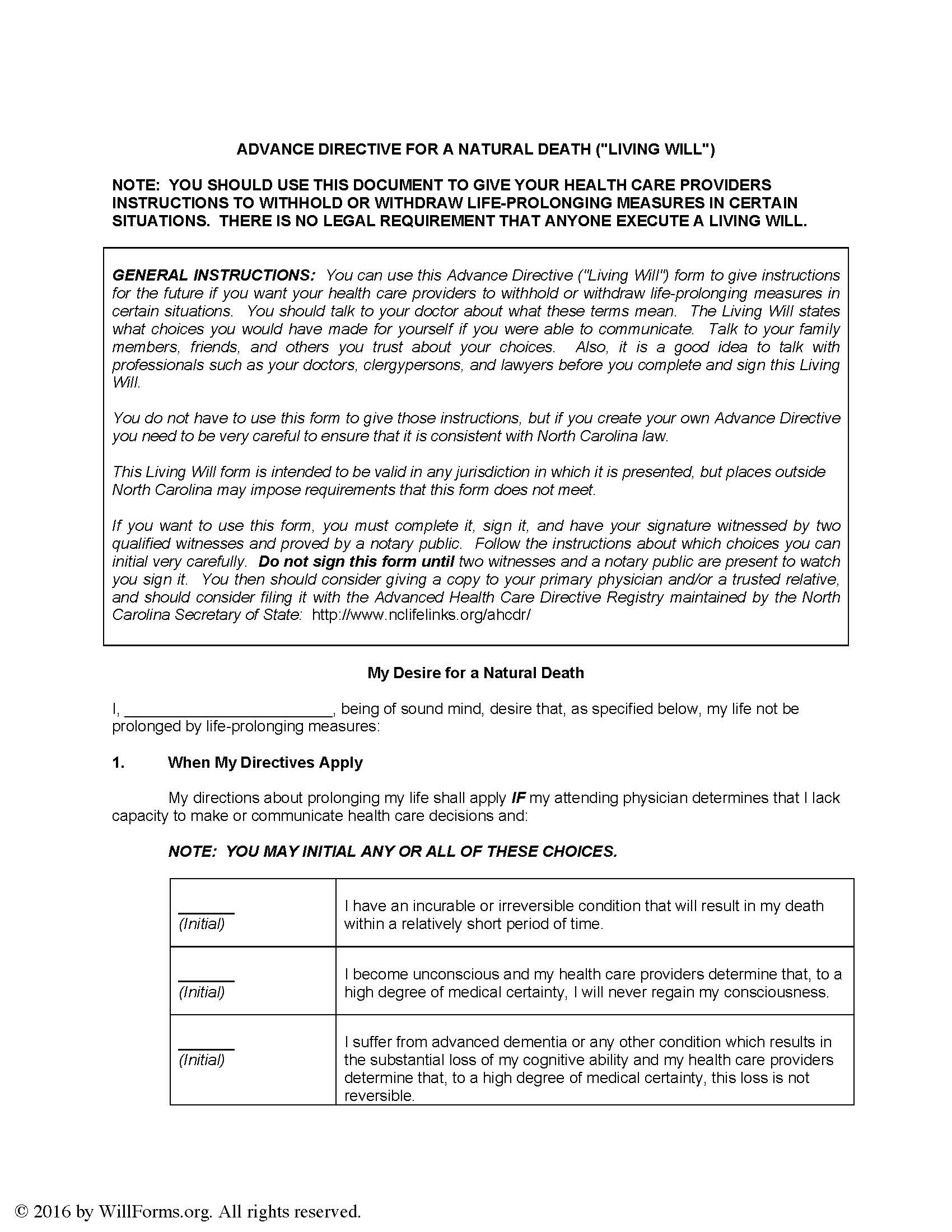 North Carolina Will Forms Last Will And Testament Living Will Archives Will Forms Will Forms