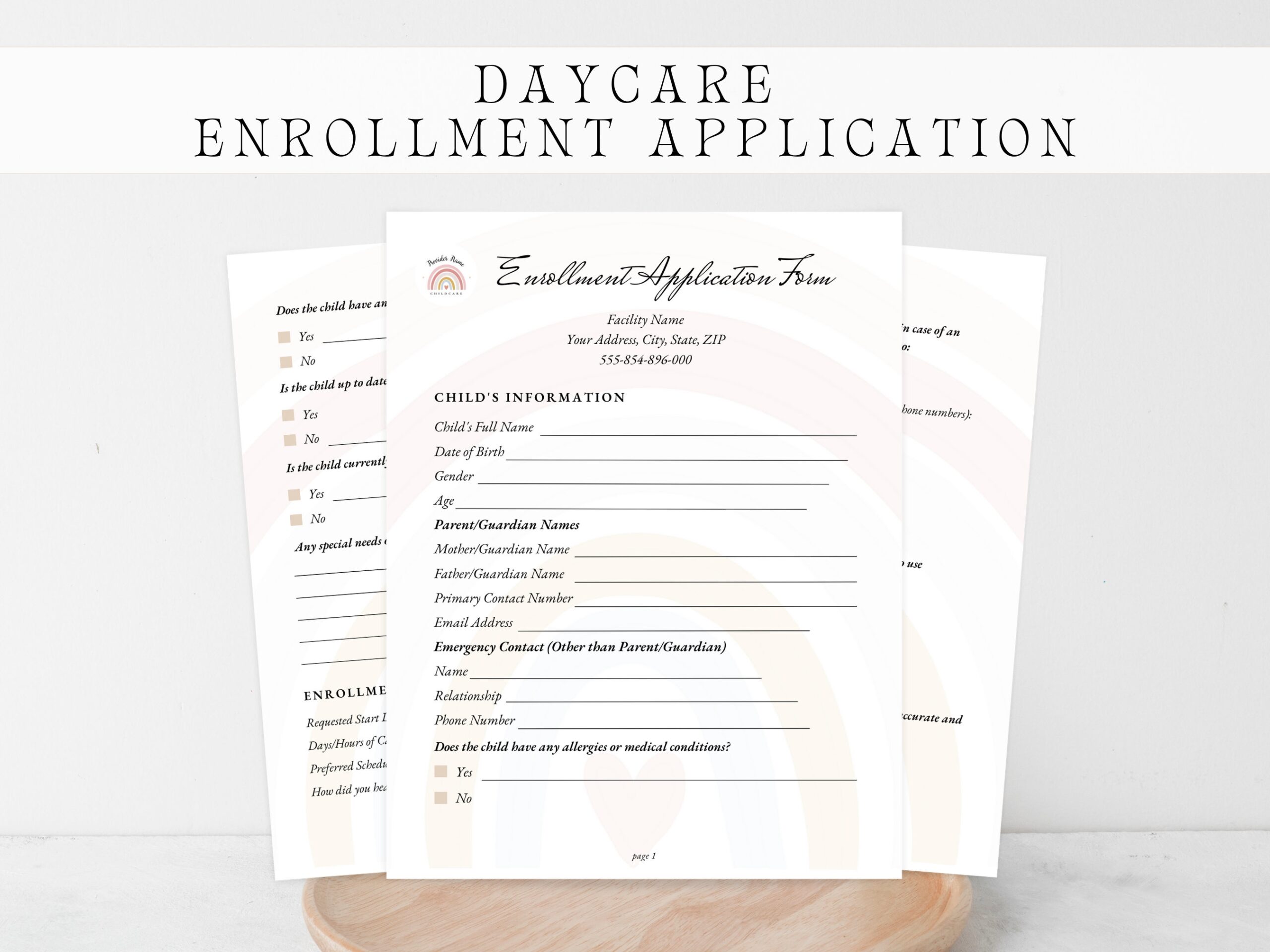 Nursery Registration Form Etsy UK