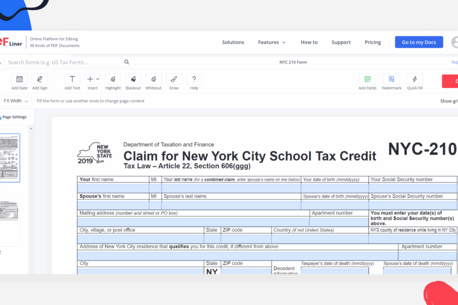 NYC 210 Form 2023 Printable And Fillable Forms Online PDFliner