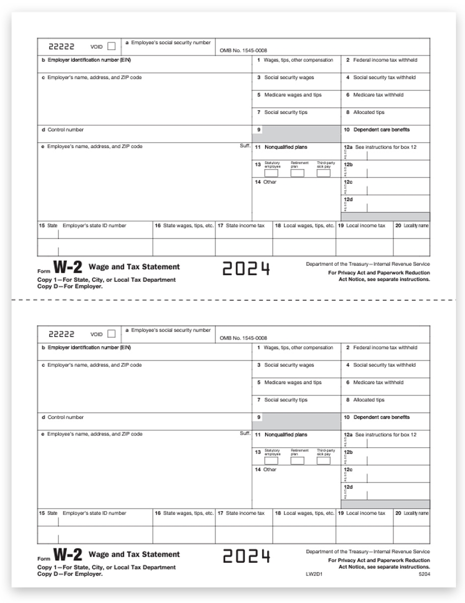 Official W2 Tax Forms Preprinted W 2 Forms Discount Tax Forms