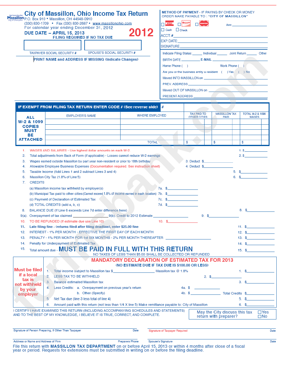 Ohio Income Tax Form Printable