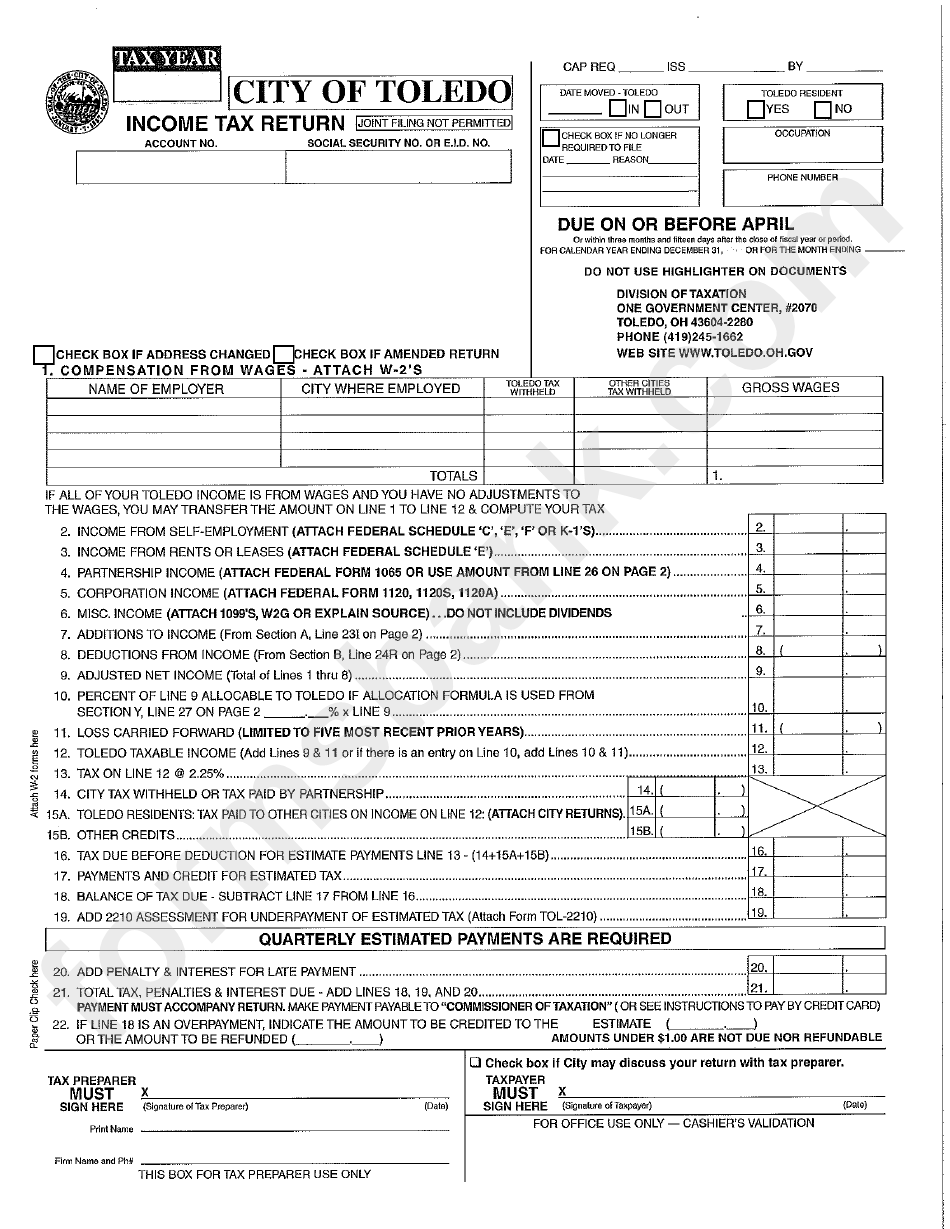 Ohio Income Tax Form Printable