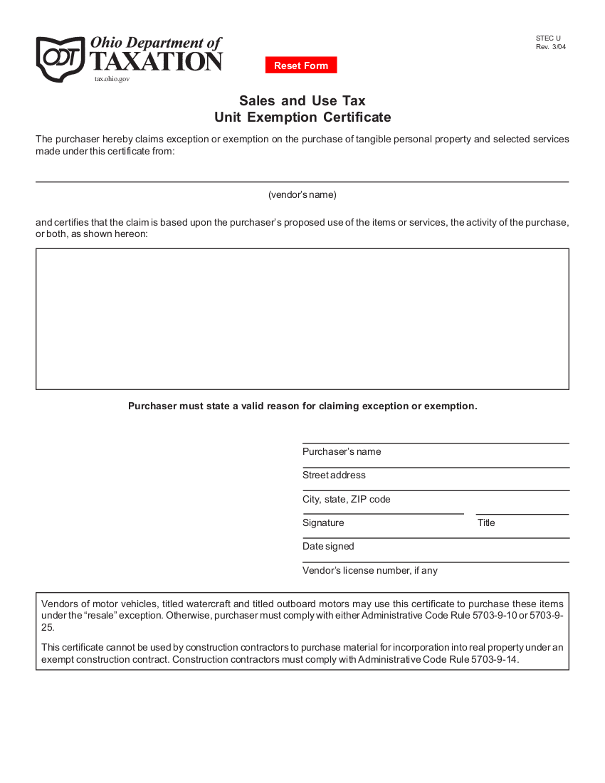 Ohio Tax Exempt Form Welder Service