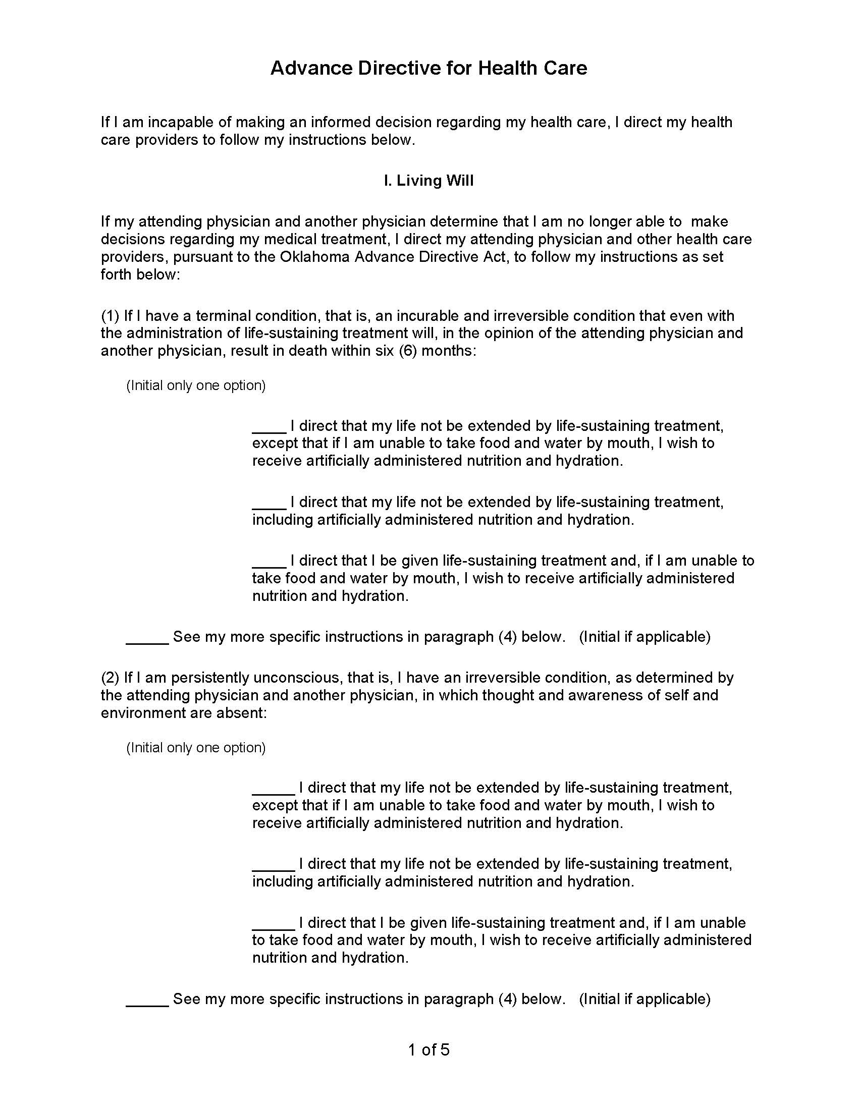 Oklahoma Will Forms Last Will And Testament Living Will Archives Will Forms Will Forms