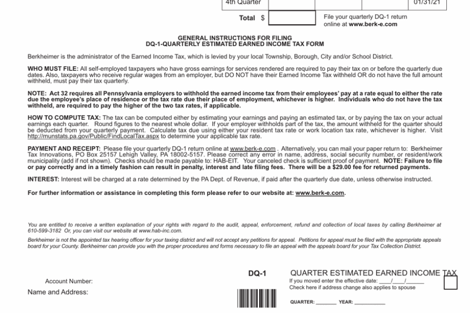 Pa Personal Income Tax Form Form