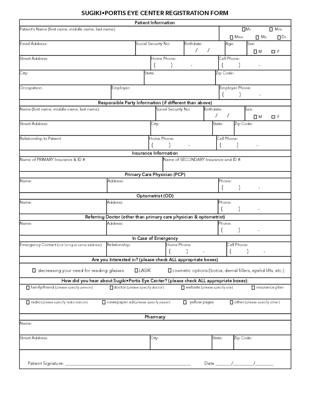 Patient Forms Honolulu Sugiki Portis Yim Eye Center HI