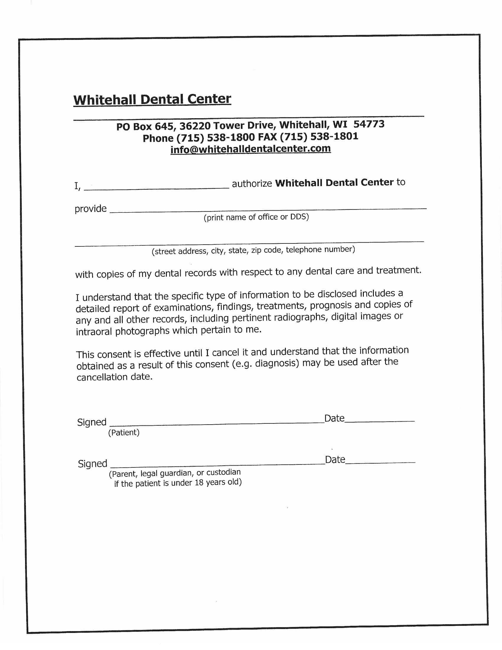 Patient Forms WHITEHALL DENTAL CENTER