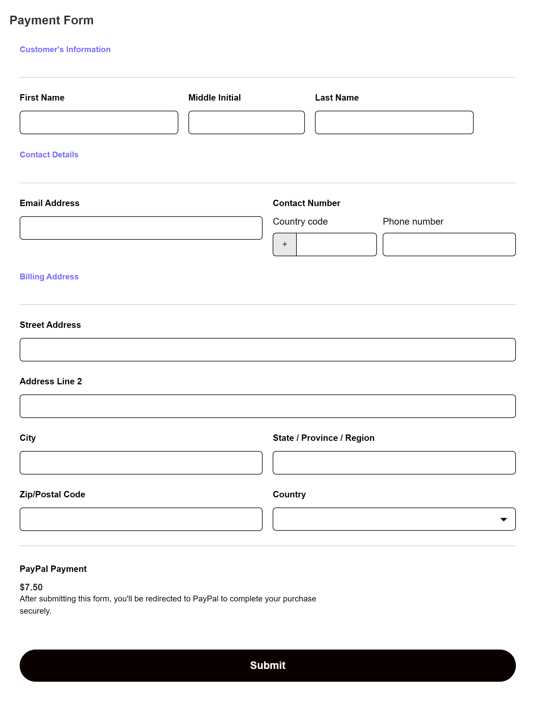 Payment Form Template Happyforms