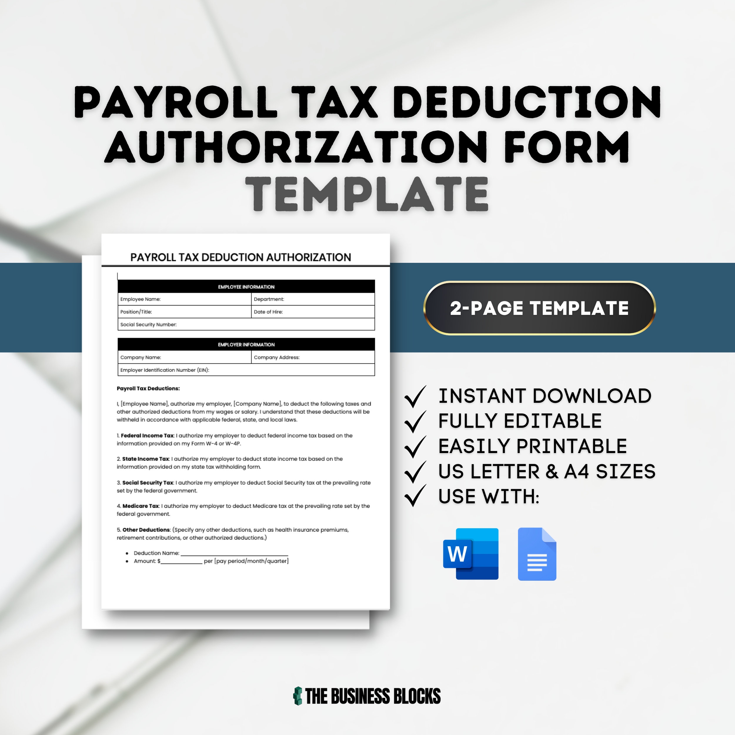 Payroll Tax Deduction Authorization Form Template Human Resources Employment Tax Withholding Form Employee Wage Deduction Form Salary Deduct Etsy Payroll Tax Deduction Authorization Form Template Human Resources Employment Tax Withholding Form Employee Wage Deduction Form Salary Deduct Etsy