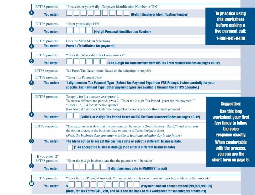 PDF EFTPS Direct Payment Worksheet HWS Homepage 12 13 VRS Worksheets Library