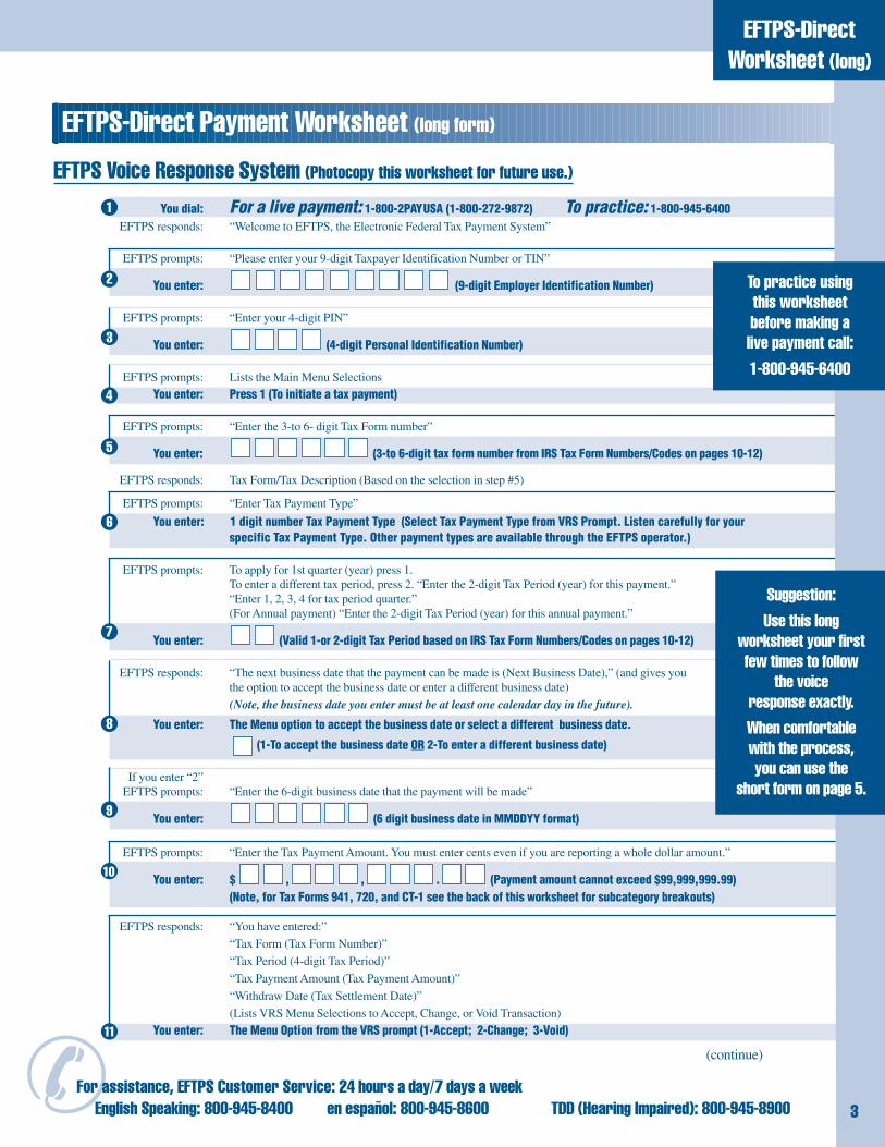 PDF EFTPS Direct Payment Worksheet HWS Homepage 12 13 VRS Worksheets Library