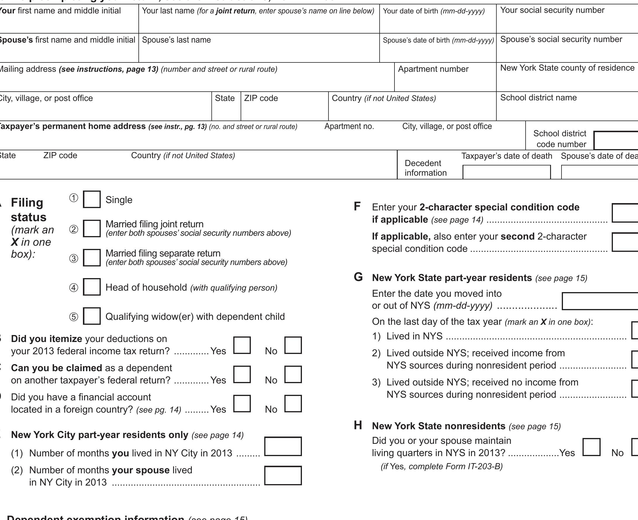 PDF NEW YORK STATE Non Resident Tax Information Forms IT 203 And IT 203 B