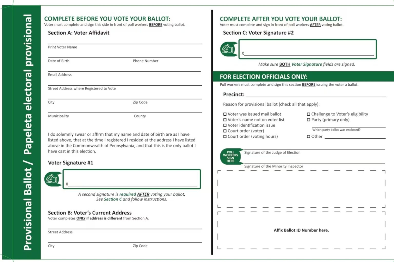 Pennsylvania Redesigns Envelopes For Provisional Ballots To Cut 