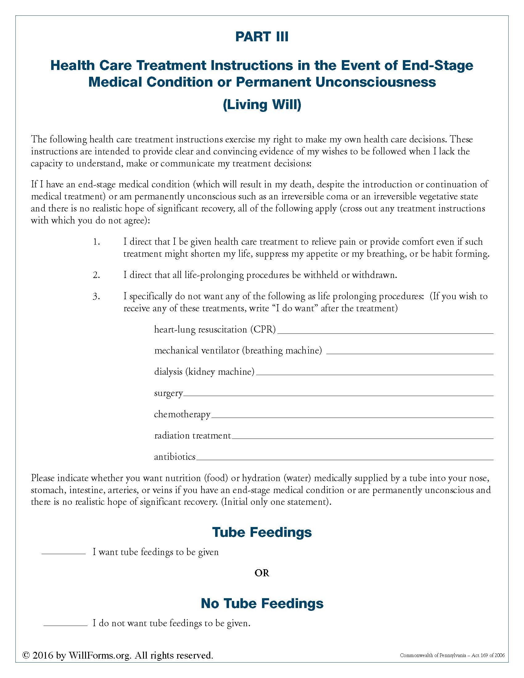 Pennsylvania Will Forms Last Will And Testament Living Will 