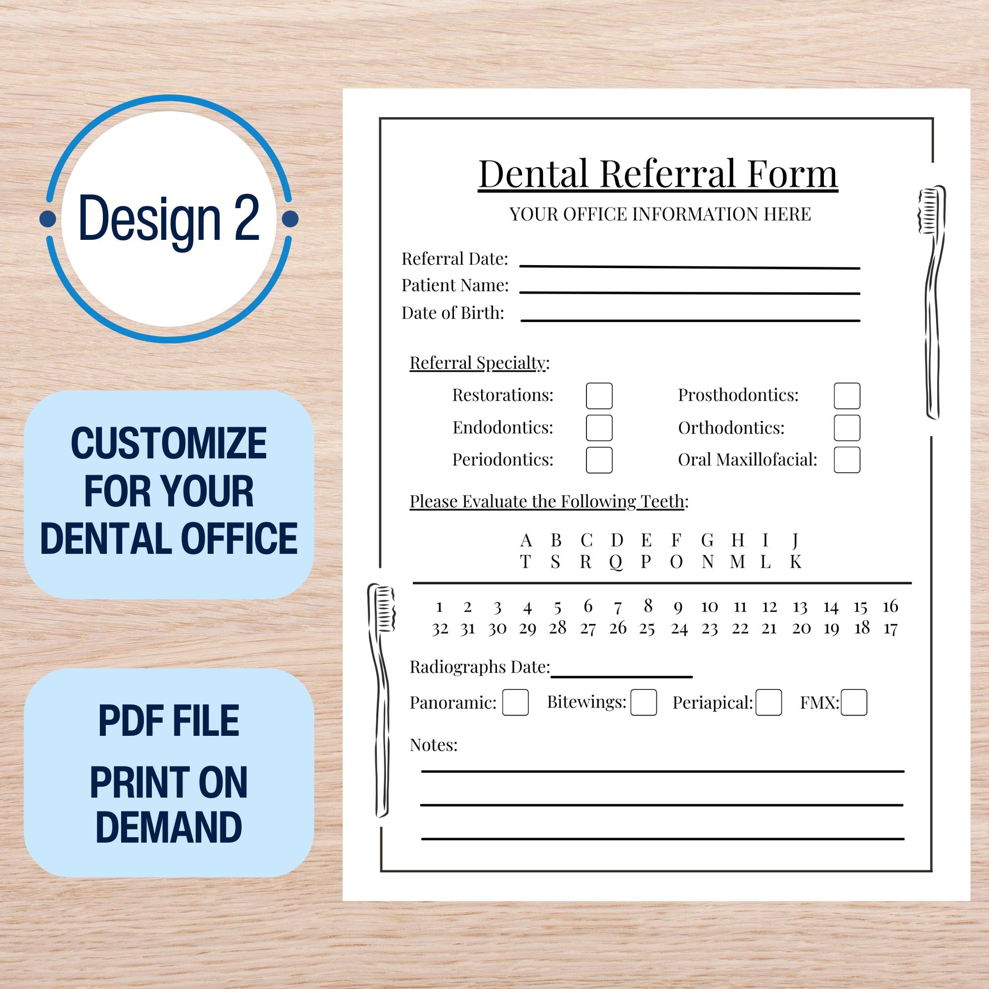 Personalized Dental Referral Form For Dental Office Form New Dentist Pediatric Dentist Orthodontist Periodontist Endodontist Printable PDF Etsy