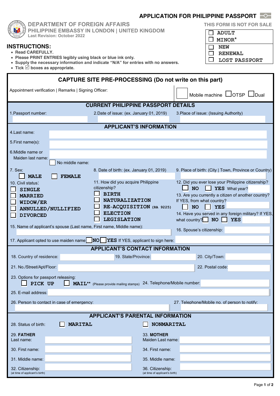 Philippines Application For Philippine Passport Fill Out Sign Online And Download PDF Templateroller
