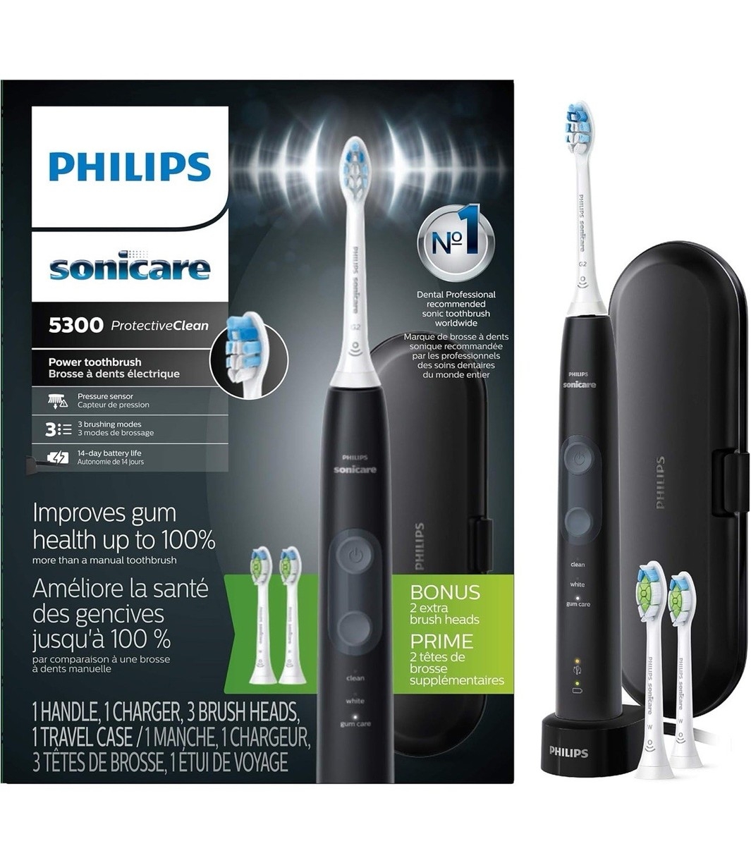 Philips Sonicare ProtectiveClean 5300 Rechargeable Electric Toothbrush Black HX6423 34 For Sale Online EBay