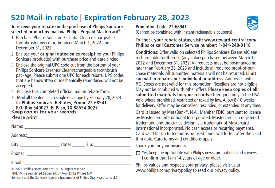 Philips Sonicare Rebate Form 2023