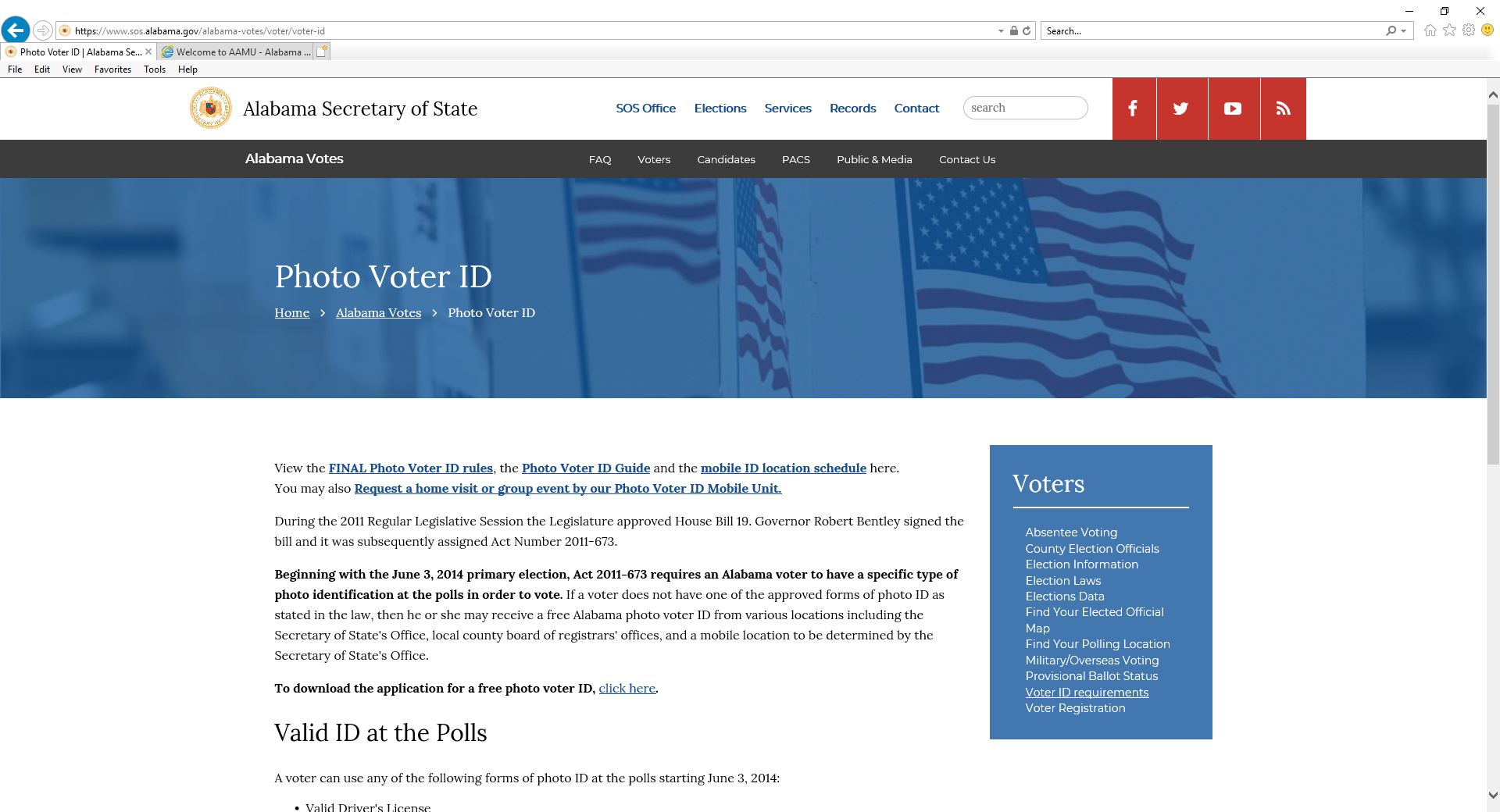 Photo Voter Identification Alabama Au0026M University