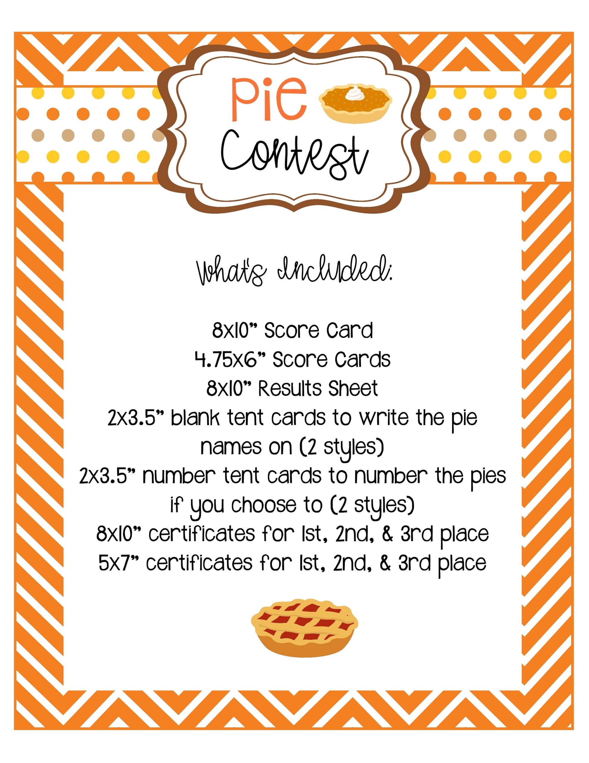 Pie Contest Printables Pie Baking Contest Score Cards Printable 