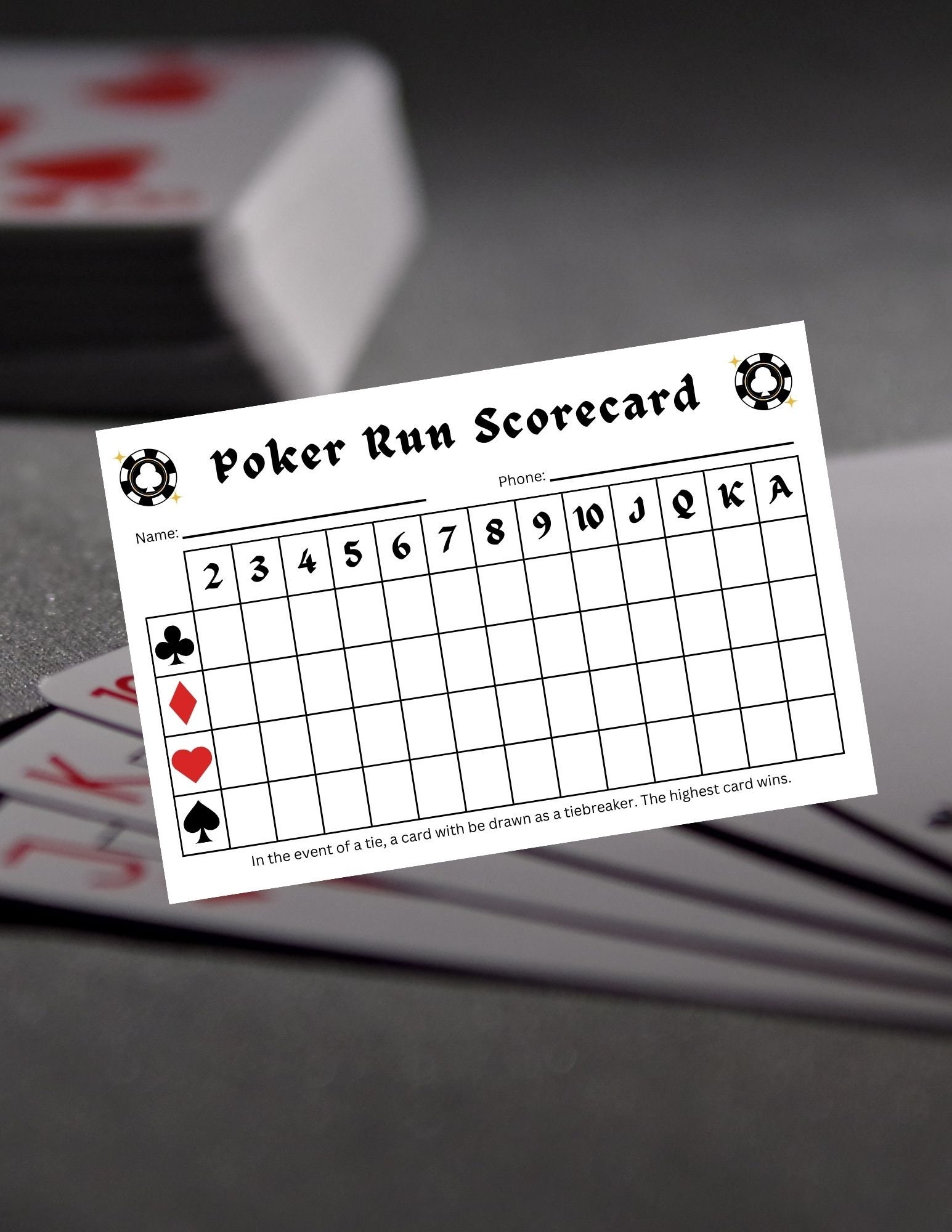Poker Run Printable Scorecard Poker Run Score Card Poker Run Score Sheet Instant Download Printable Poker Run Cards Etsy