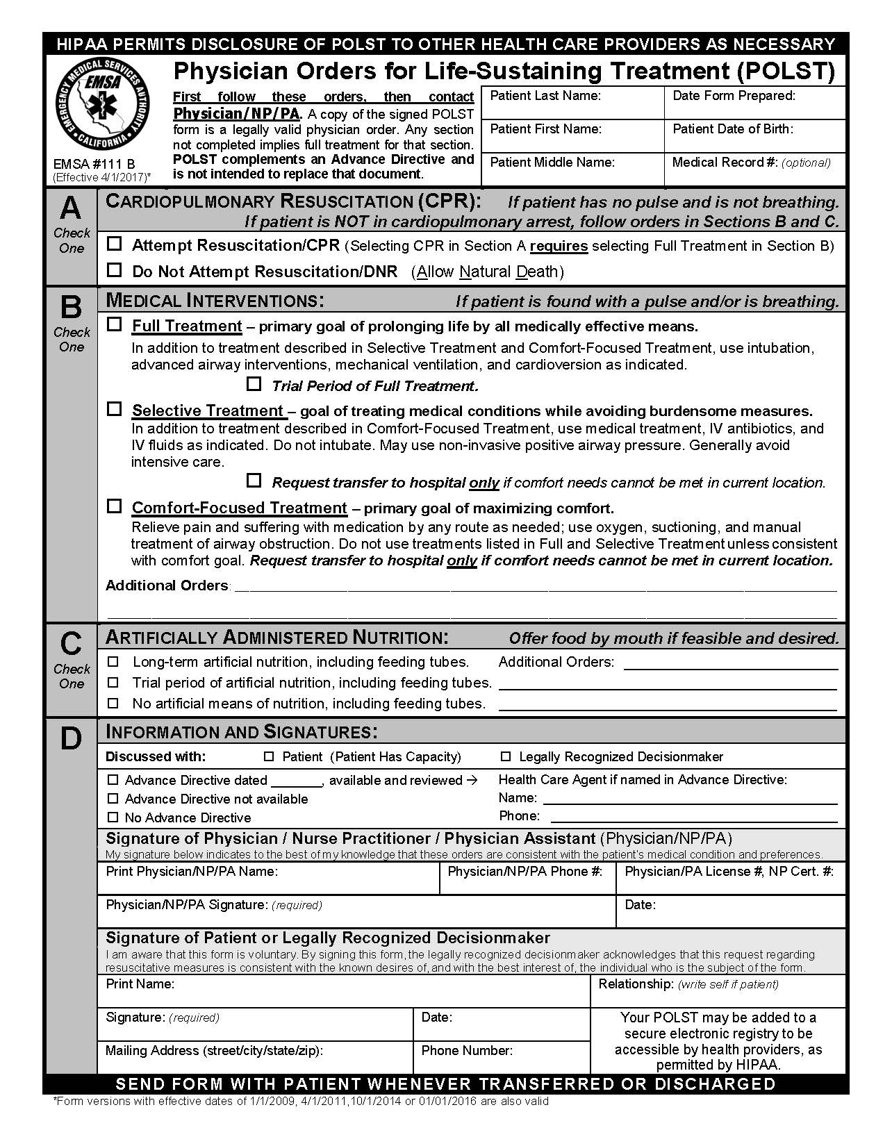 POLST California ACEP