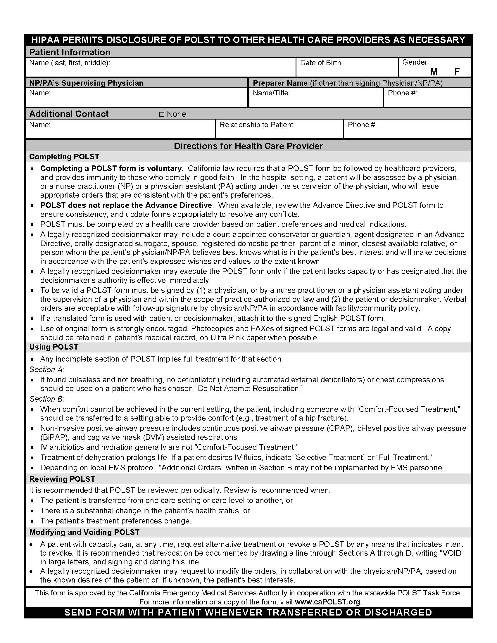 POLST California ACEP