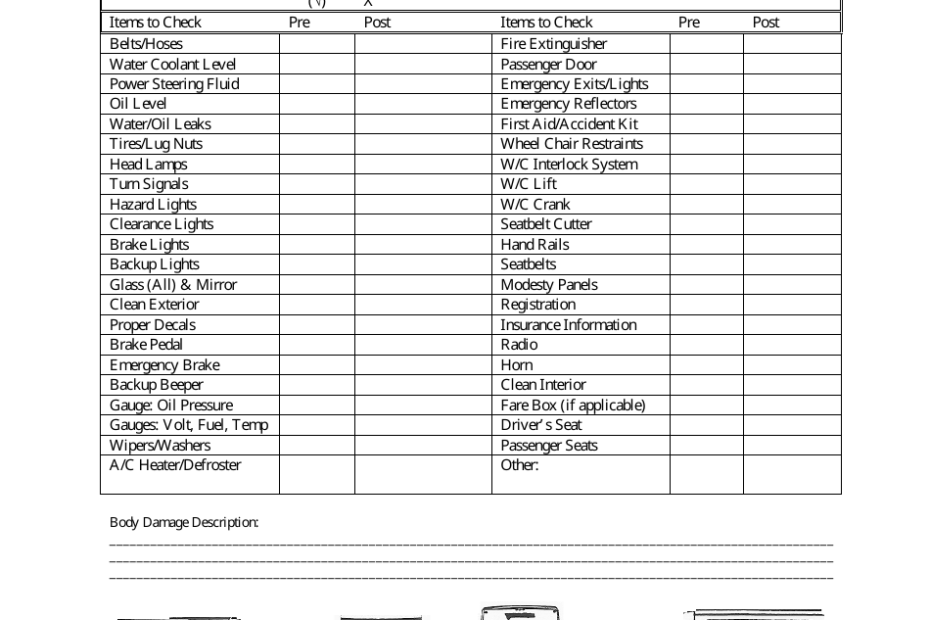 Pre Post trip Vehicle Inspection Sheet Fill Out Sign Online And