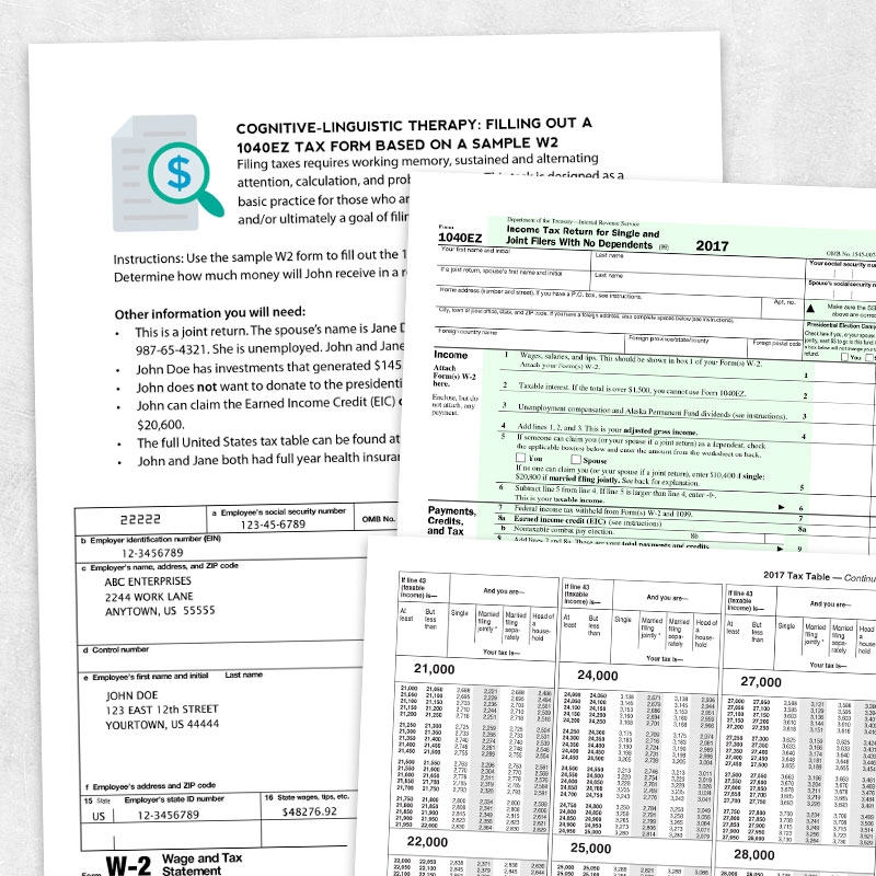 Preparing A 1040EZ Tax Form Based On A Sample W2 Adult And 