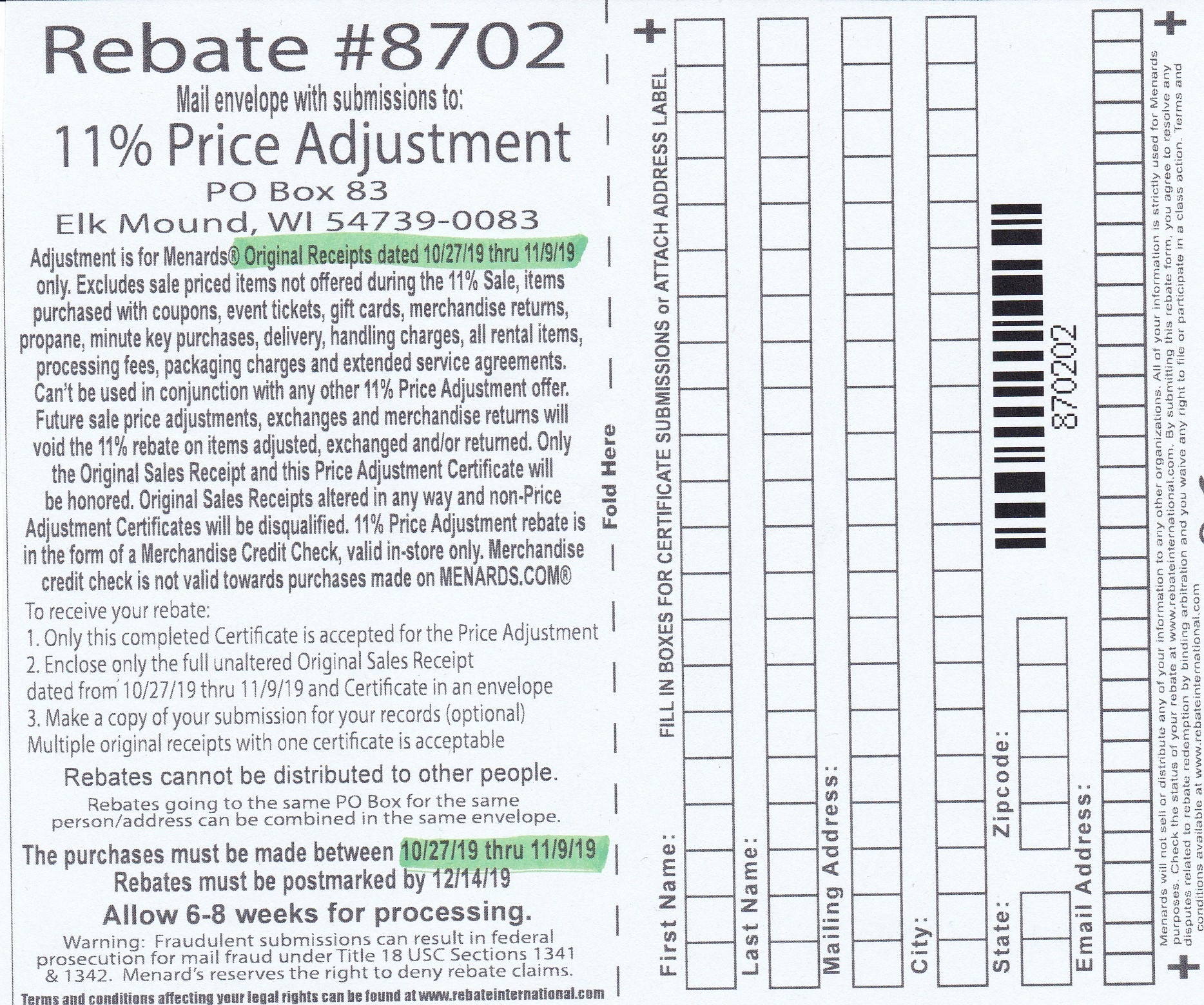 Print Menards Rebate Form Menards RebateForm