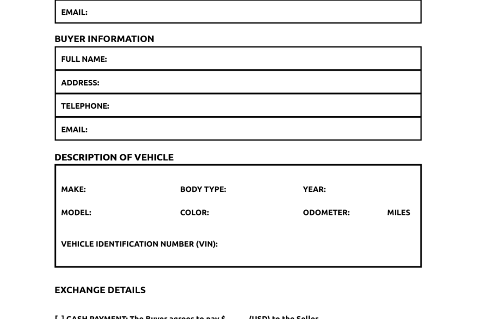 Printable Bill Of Sale For Vehicle World Of Printables