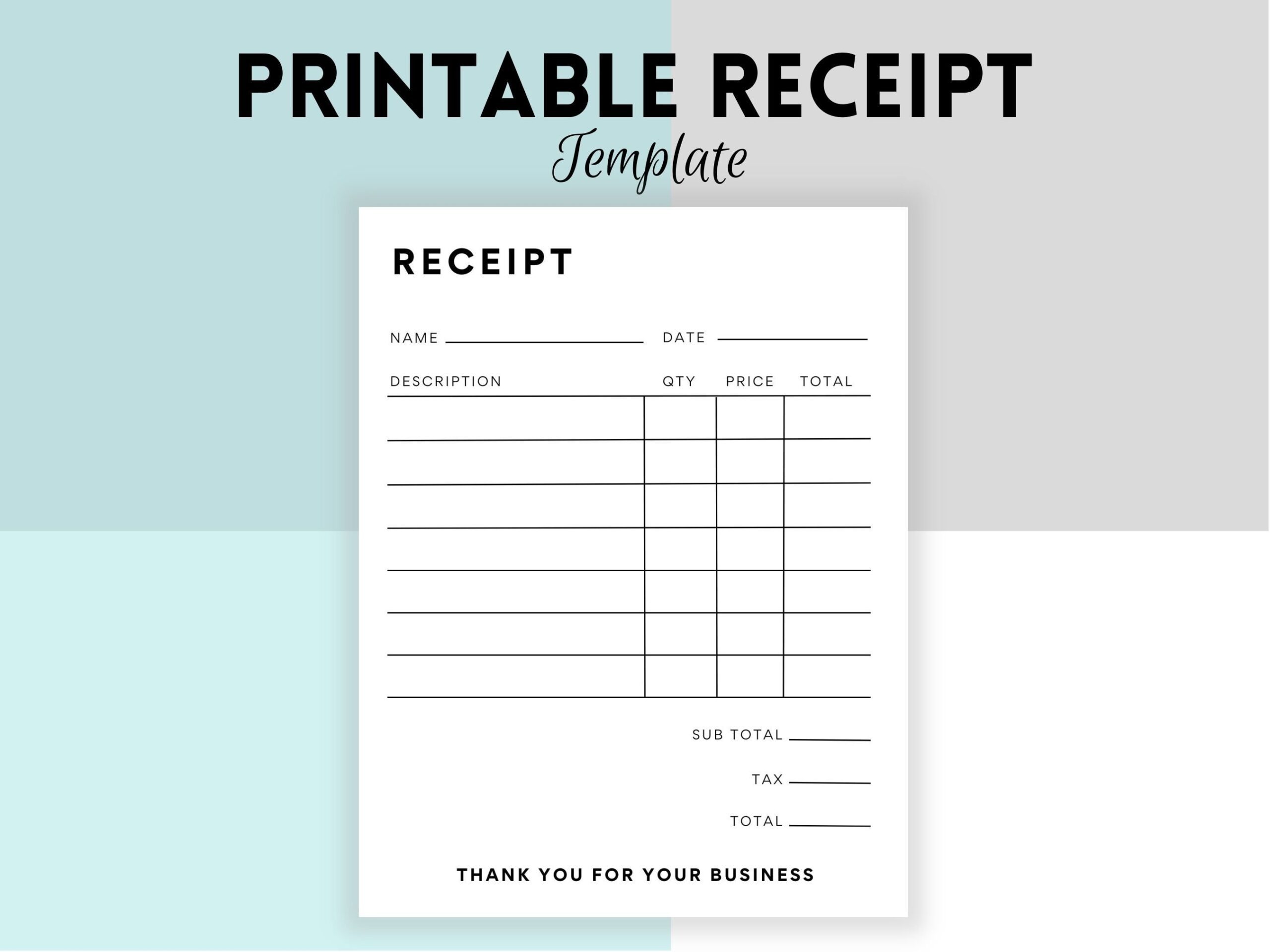 Printable Business Receipt Form Small Business Receipt Sales Receipt Template For Business Bill Order Form Customer Receipts Etsy UK