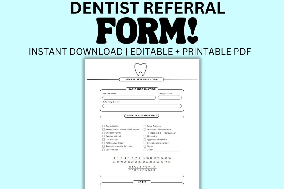 Printable Dental Patient Referral Form Editable PDF Template 8 5