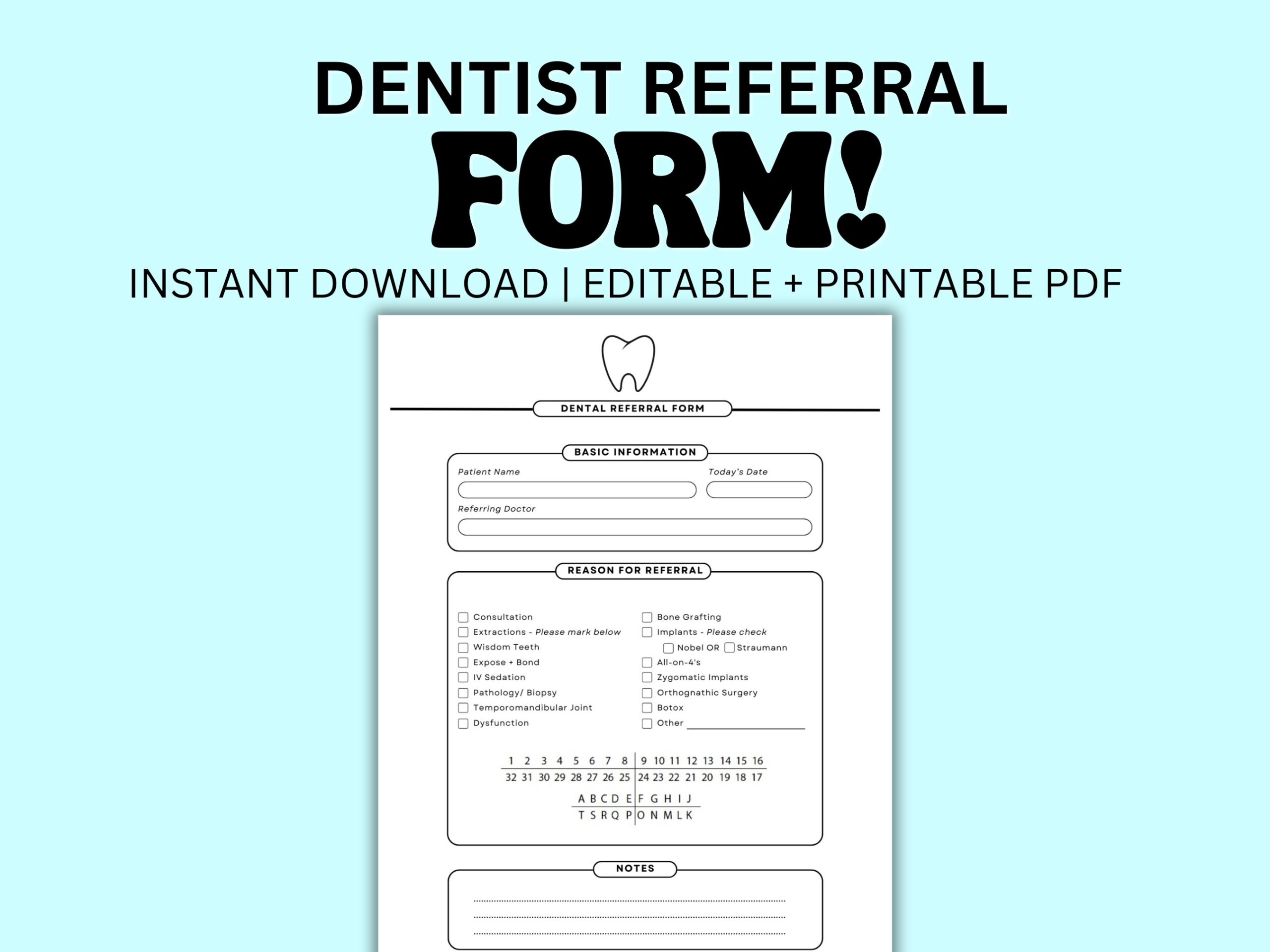 Printable Dental Patient Referral Form Editable PDF Template 8 5x11 Etsy
