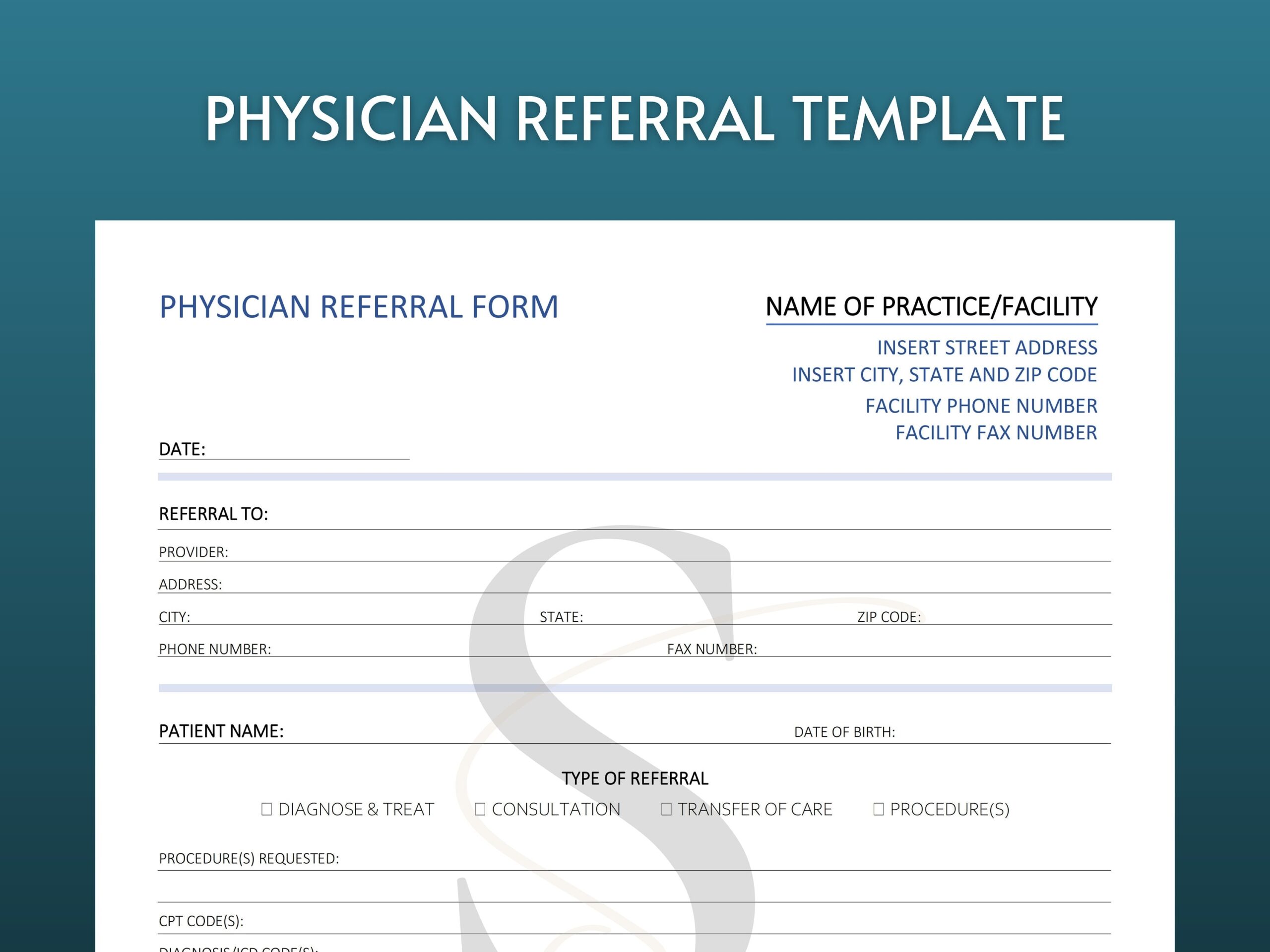 Printable Doctor Referral Form Digital Download Physician Referral Form Template Patient Referral Specialist Referral Doctor Referral Form Etsy UK