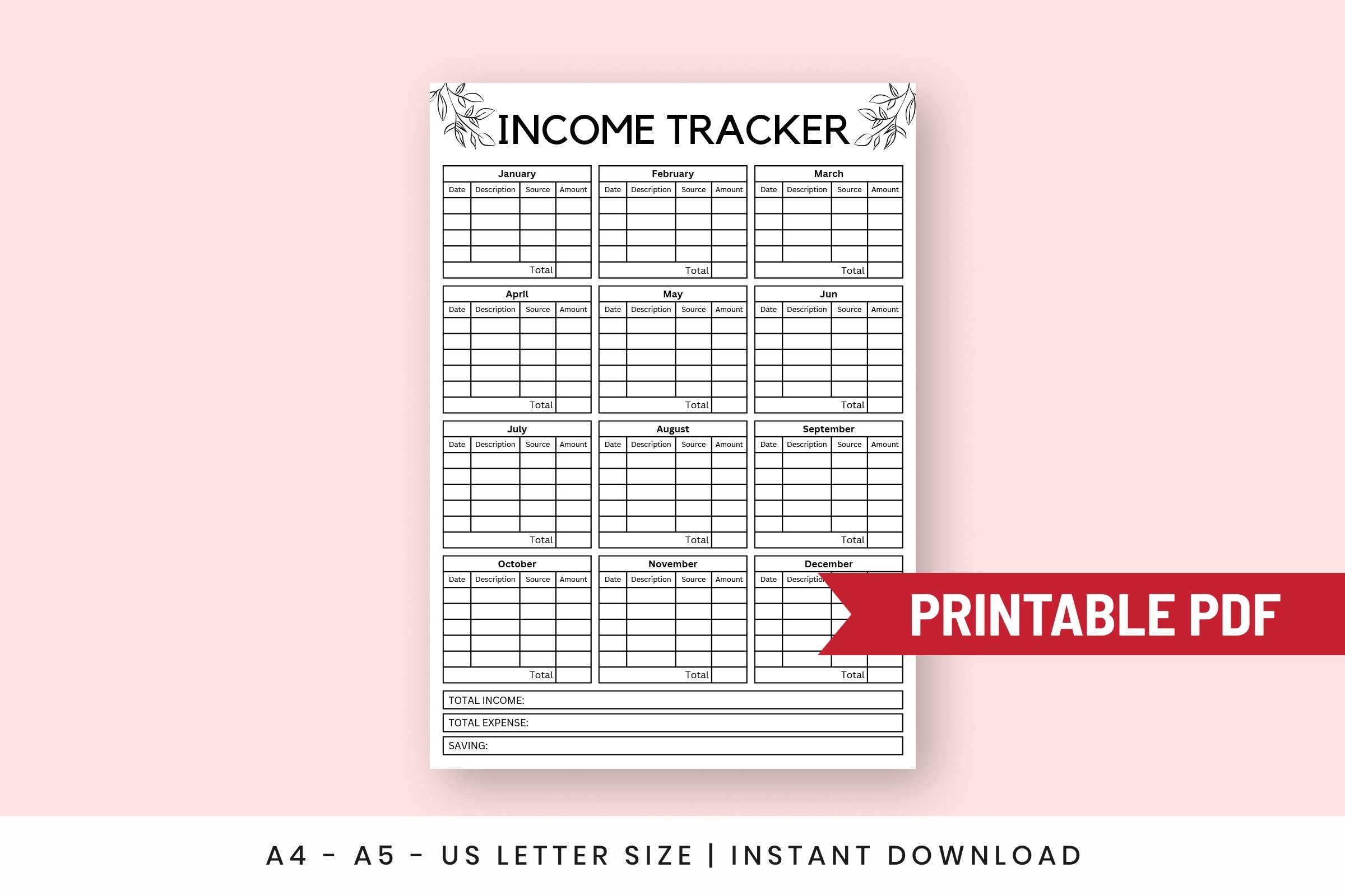 Printable Expense Tracker Income And Expense Worksheet