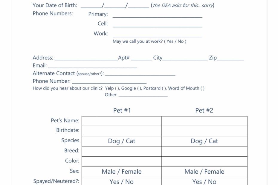 Printable Forms Warm Springs Pet Hospital