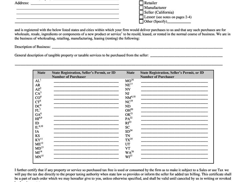 Printable Illinois Sales Tax Exemption Certificates