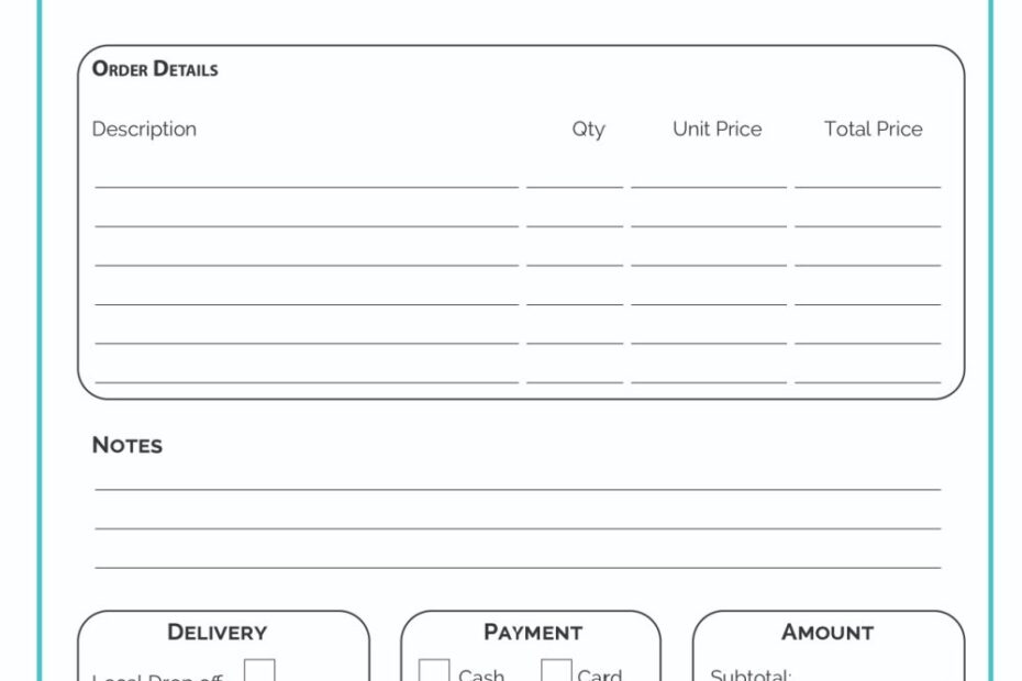 Printable Order Form Template 2 Options