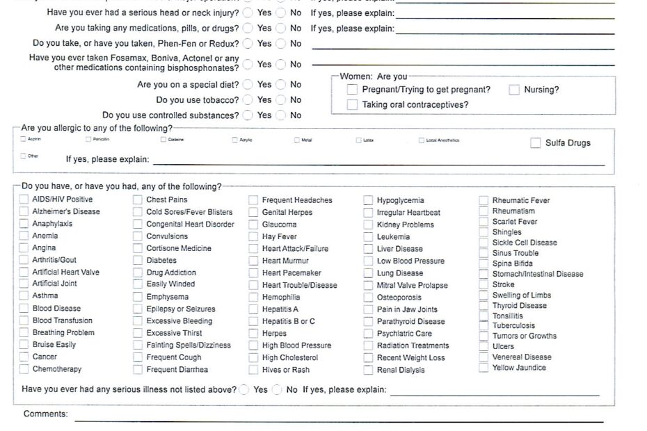 Printable Patient Forms Justice Family Dentistry