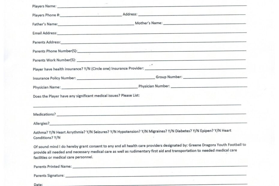 Printable Registration Forms