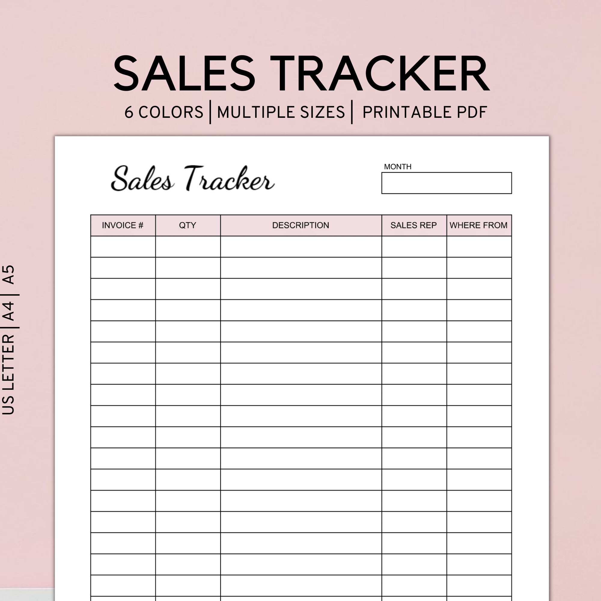 Printable Sales Tracker Order Tracker Form Order Form Template 