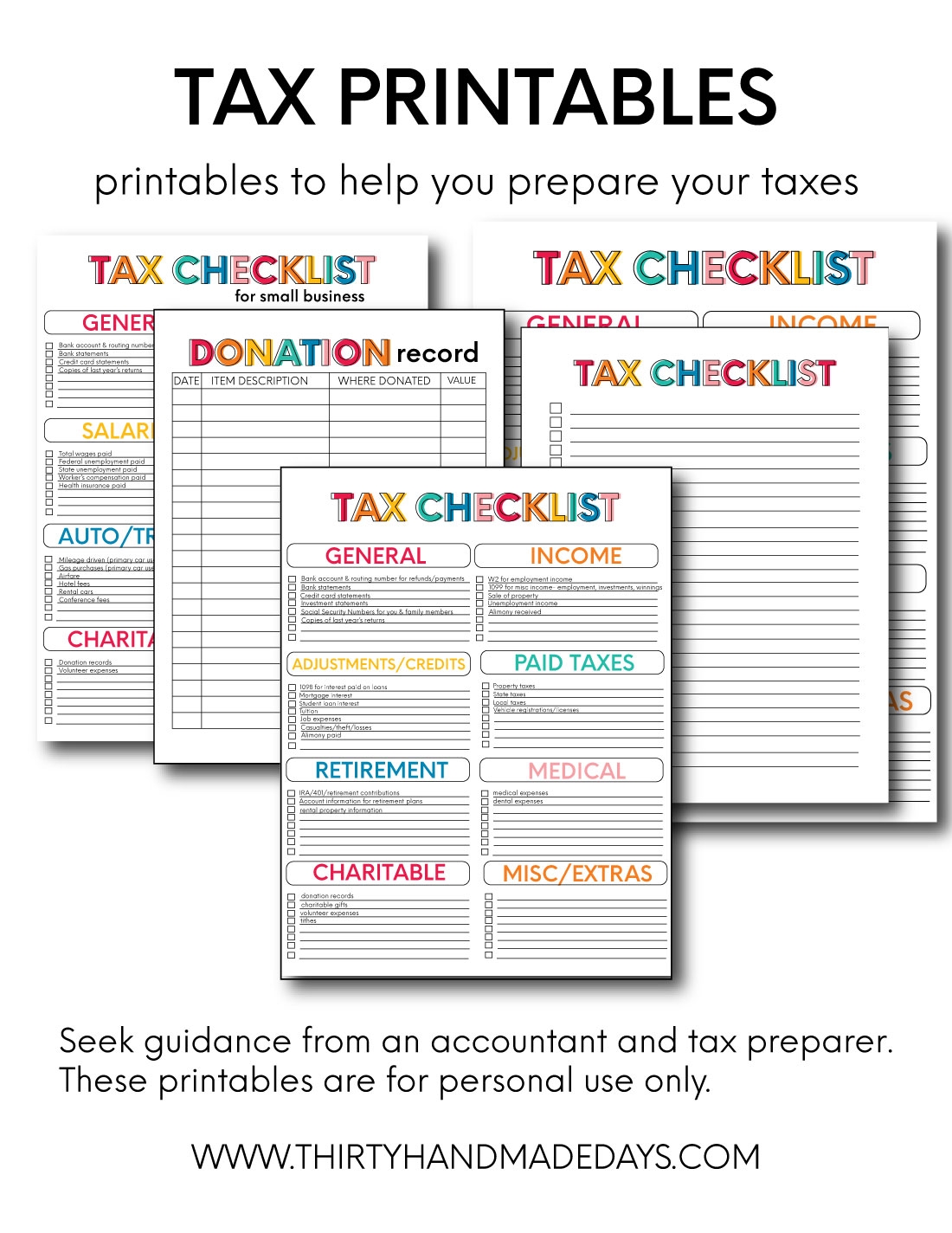Printable Tax Forms For Your Budget Binder