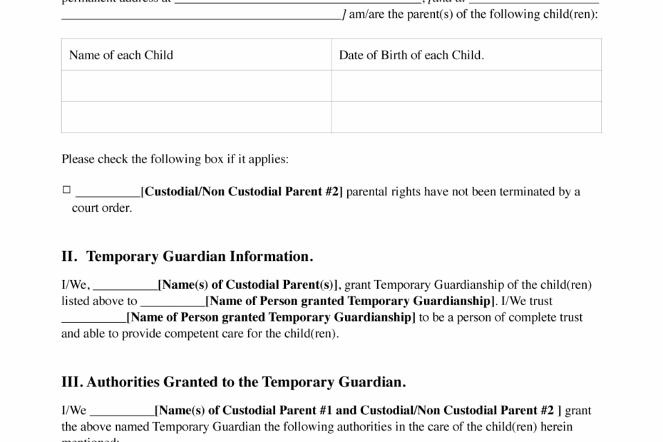 Printable Temporary Guardianship Form Free PDF U0026 Word LawDistrict