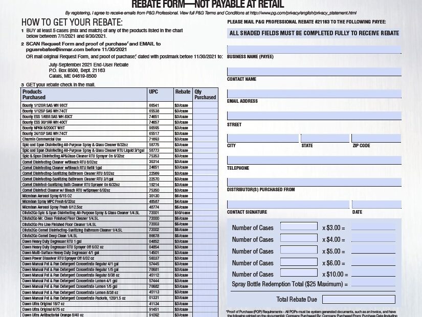 Proctor And Gamble Rebate Form Form
