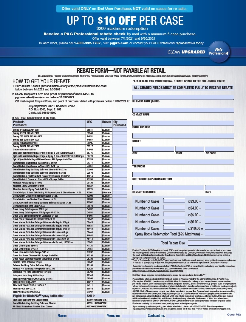 Proctor And Gamble Rebate Form Form